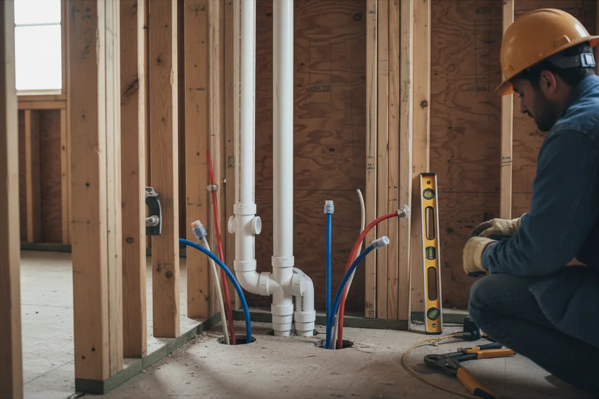 Drain and supply rough-in during Drain Cleaning in Westville